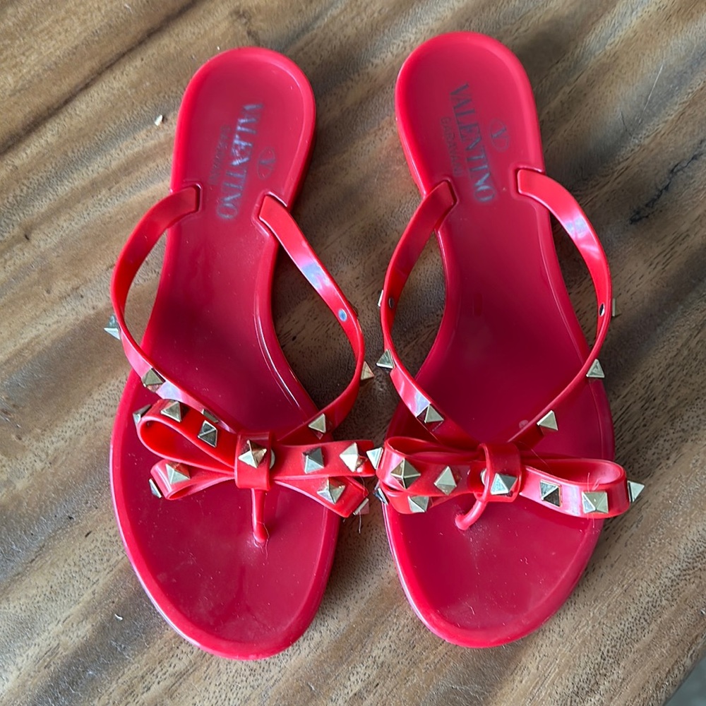 Valentino Rockstud Jelly Bow Sandals - Size 7 / 37